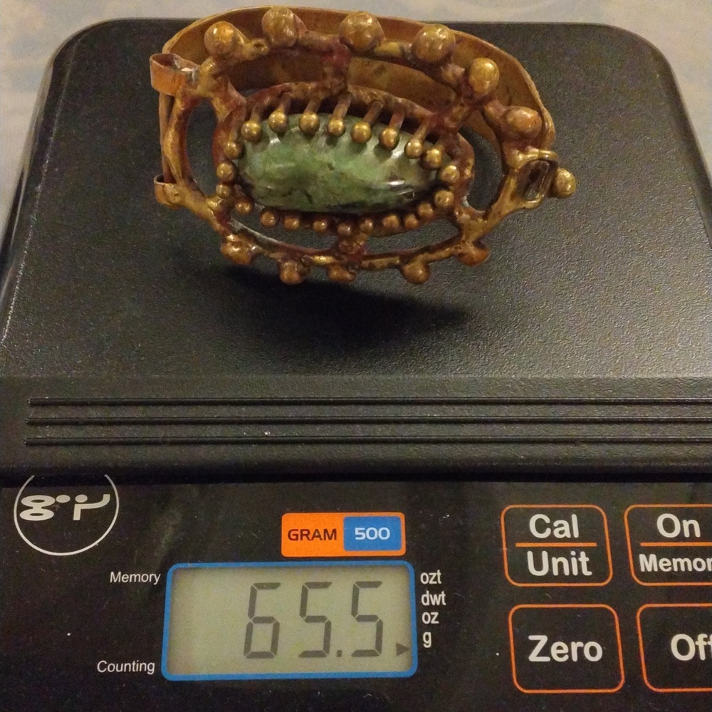 Vintage PAL KEPENYES Bracelet with Green Stones Signed - Picture 13 of 13